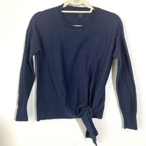 J.Crew Womens Tie-front crewneck sweater navy blue Size XS H9519